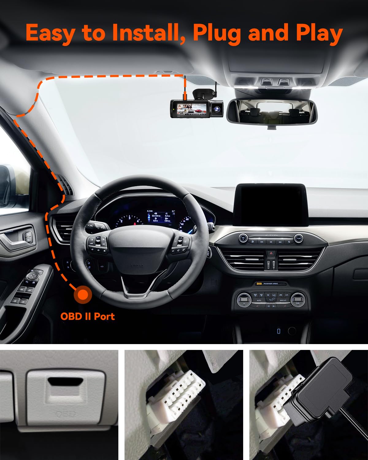 Vantrue OBD Hardwiring Cable for USB-C Dashcams with LCD Screen (See listing).