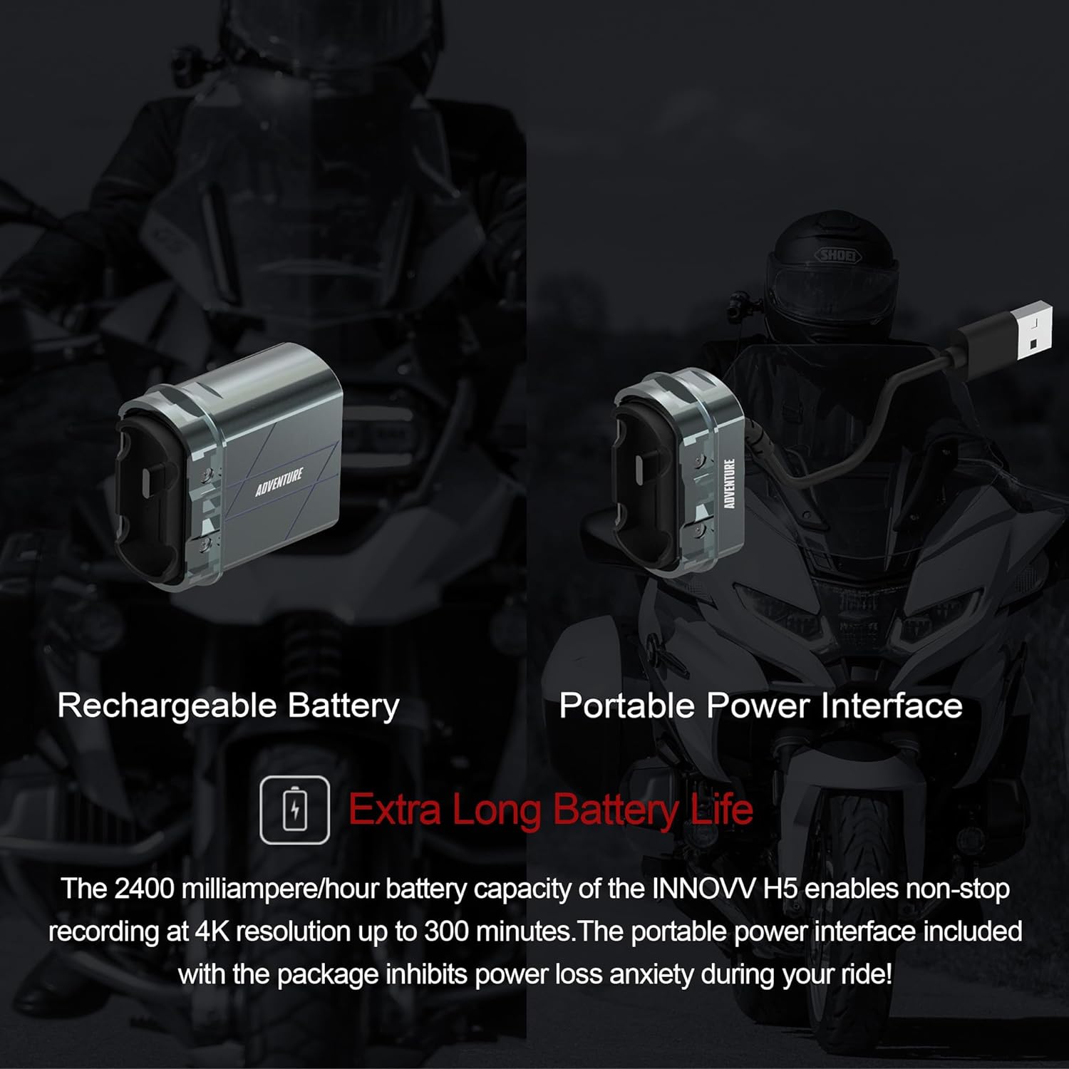 INNOVV H5 Helmet Camera 4K Anti-Shake IP65 Waterproof Action Camera (64GB).