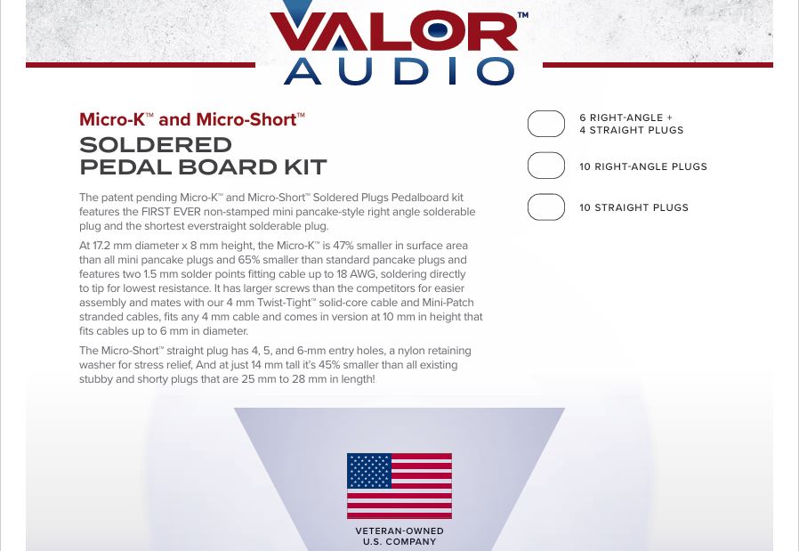 Valor Audio MICRO-K™ Plug Soldered Pedalboard Kit.