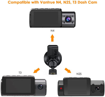 Vantrue N4, N2S, X4S, N1 Pro 2023 Dash Cam GPS Receiver Module Type C USB Port Car Suction Cup Mount.
