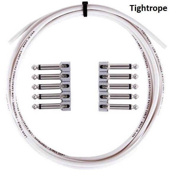 LAVA Cable WHITE Tightrope Solder-Free Pedal Board Kit (10 Right angle plugs and 10 ft of cable).
