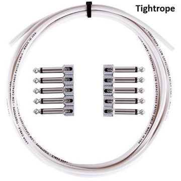 LAVA Cable WHITE Tightrope Solder-Free Pedal Board Kit (10 Right angle plugs and 10 ft of cable).