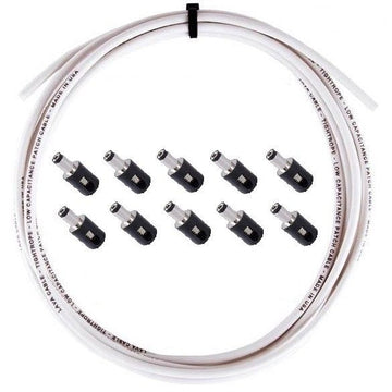 LAVA Cable WHITE Tightrope DC POWER Solderless Kit 10ft Cable and 10 DC Plugs.