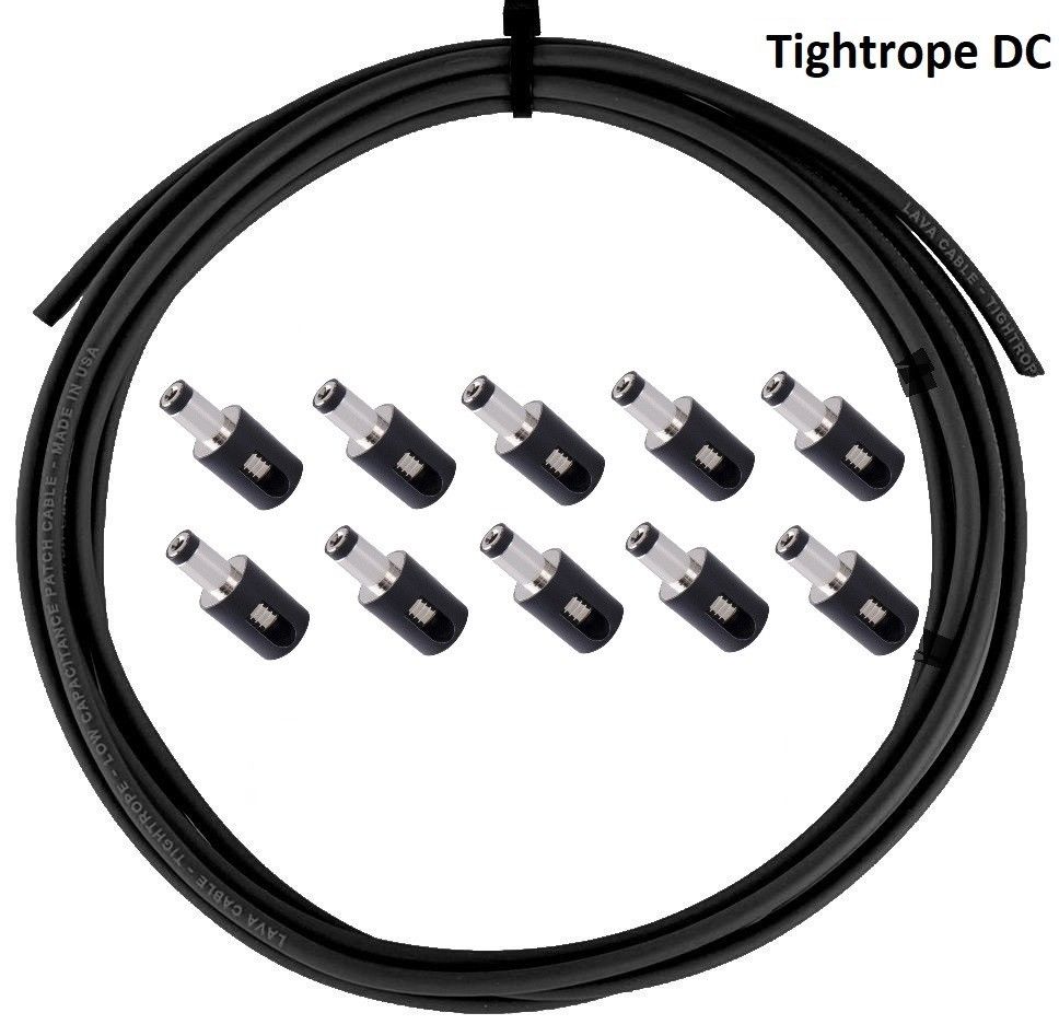 LAVA Cable BLACK Tightrope DC POWER Solderless Kit 10ft Cable and 10 DC Plugs
