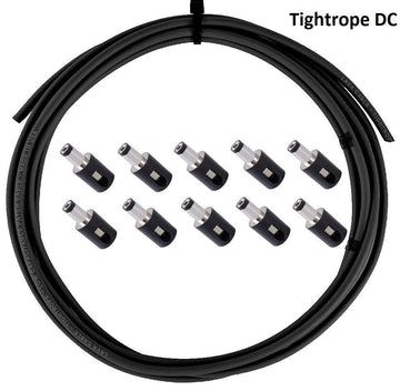 LAVA Cable BLACK Tightrope DC POWER Solderless Kit 10ft Cable and 10 DC Plugs.