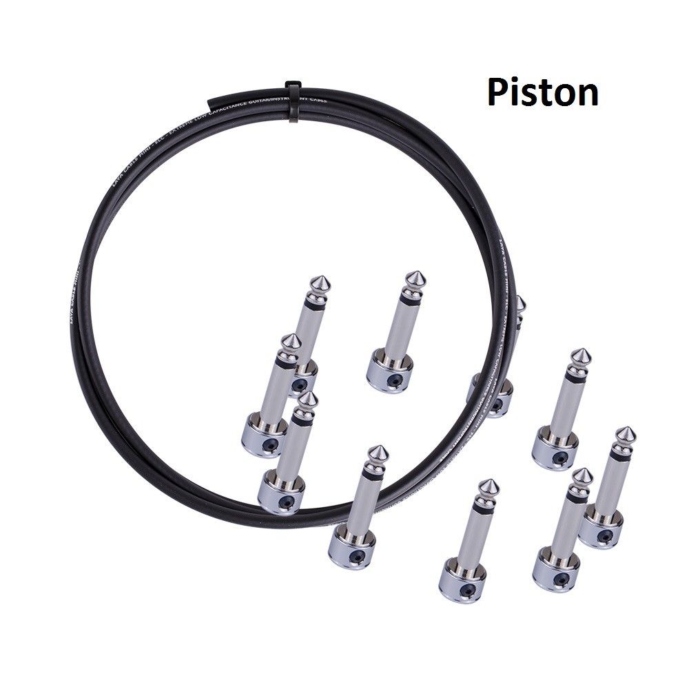 Lava Piston BLACK Solder-Free Pedal Board Cable Kit -10 R/A Plugs + 10' Cable.