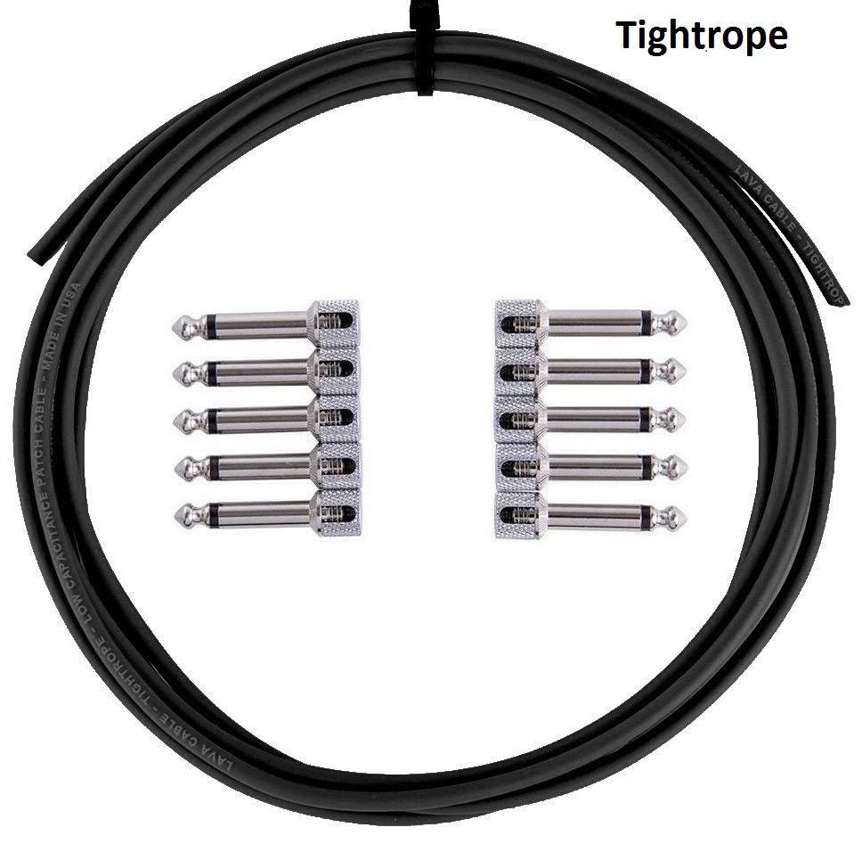 LAVA Cable BLACK Tightrope Solder-Free Pedal Board Kit (10 Right angle plugs and 10 ft of cable).
