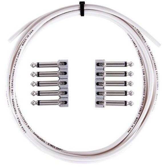 LAVA Cable WHITE Tightrope Solder-Free Pedal Board Kit (10 Right angle plugs and 10 ft of cable).