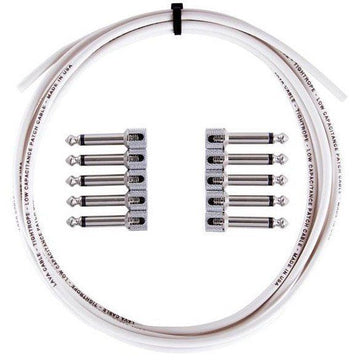 LAVA Cable WHITE Tightrope Solder-Free Pedal Board Kit (10 Right angle plugs and 10 ft of cable).