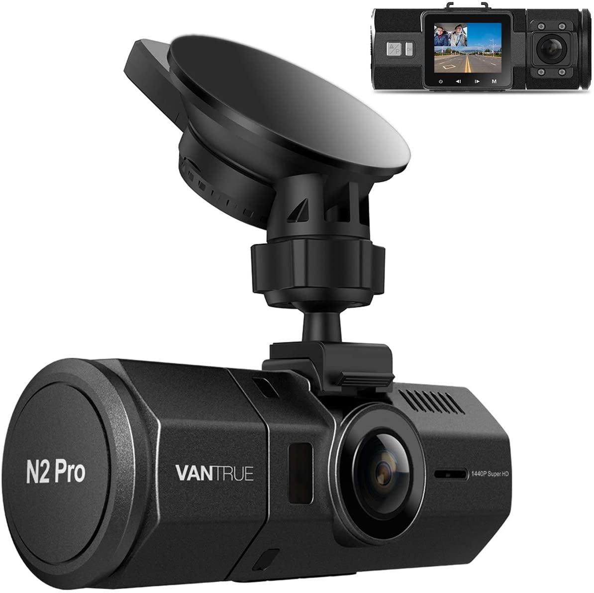 Vantrue E3 2.5K 3 Channel WiFi Dash Cam, 1944P+1080P+1080P Front and