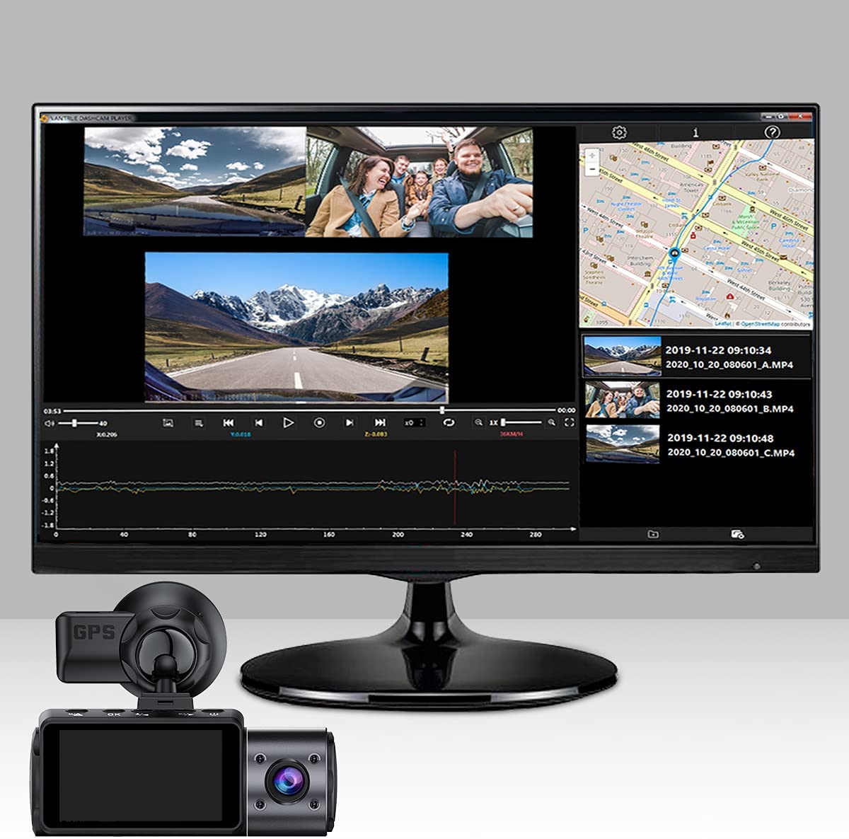 Vantrue N4, N2S, X4S, N1 Pro 2023 Dash Cam GPS Receiver Module Type C USB Port Car Suction Cup Mount.