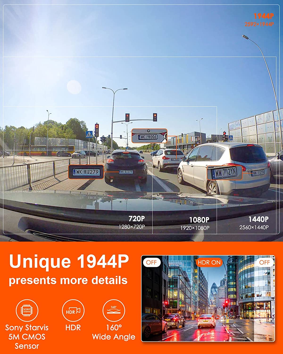 Vantrue E1 2.5K WiFi Mini Dash Cam w/GPS, Parking Mode, Supports 512GB (E1).