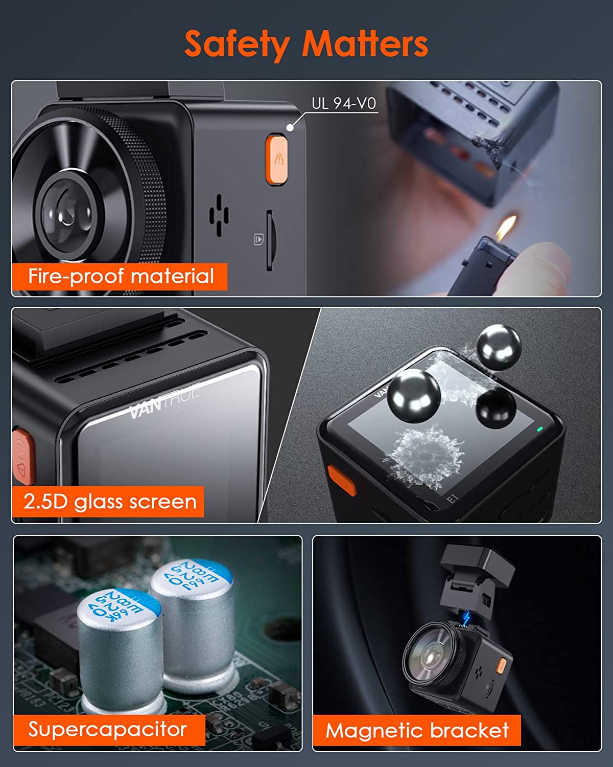 Vantrue E1 2.5K WiFi Mini Dash Cam w/GPS, Parking Mode, Supports 512GB (E1).
