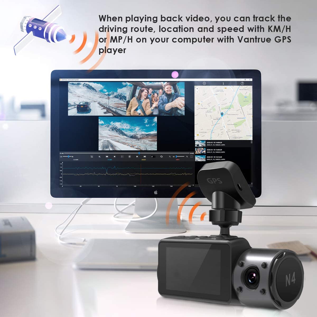 Vantrue Dash Cam GPS Receiver Module Type C USB Port Adhesive Mount (N4/X4S/N2S/N1 Pro 2023).