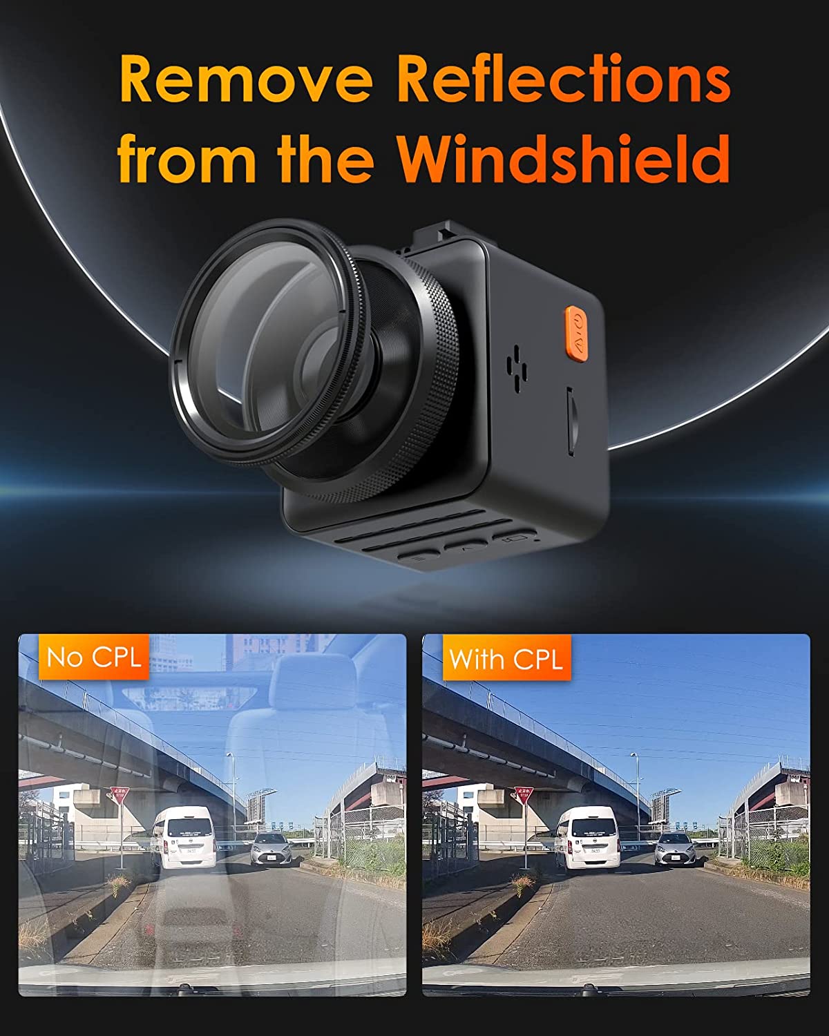 Vantrue 40mm Ultra-Slim CPL Circular Polarizer Filter for Vantrue E1, E2, E3, E1 Lite Dash Cam, Reduce Glare and Reflection, Enhance Contrast.