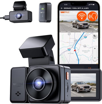 Vantrue E2 2.5K WiFi GPS, Voice Control Front and Rear Mini Car Dual Dash Camera.