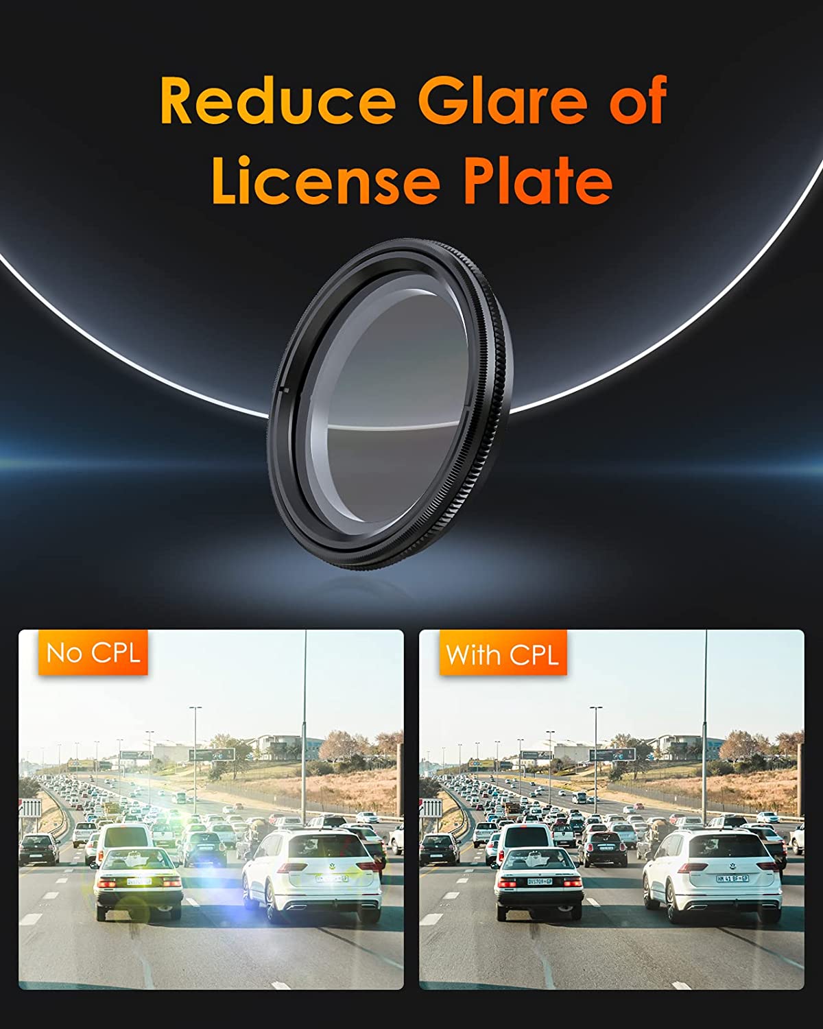Vantrue 40mm Ultra-Slim CPL Circular Polarizer Filter for Vantrue E1, E2, E3, E1 Lite Dash Cam, Reduce Glare and Reflection, Enhance Contrast.