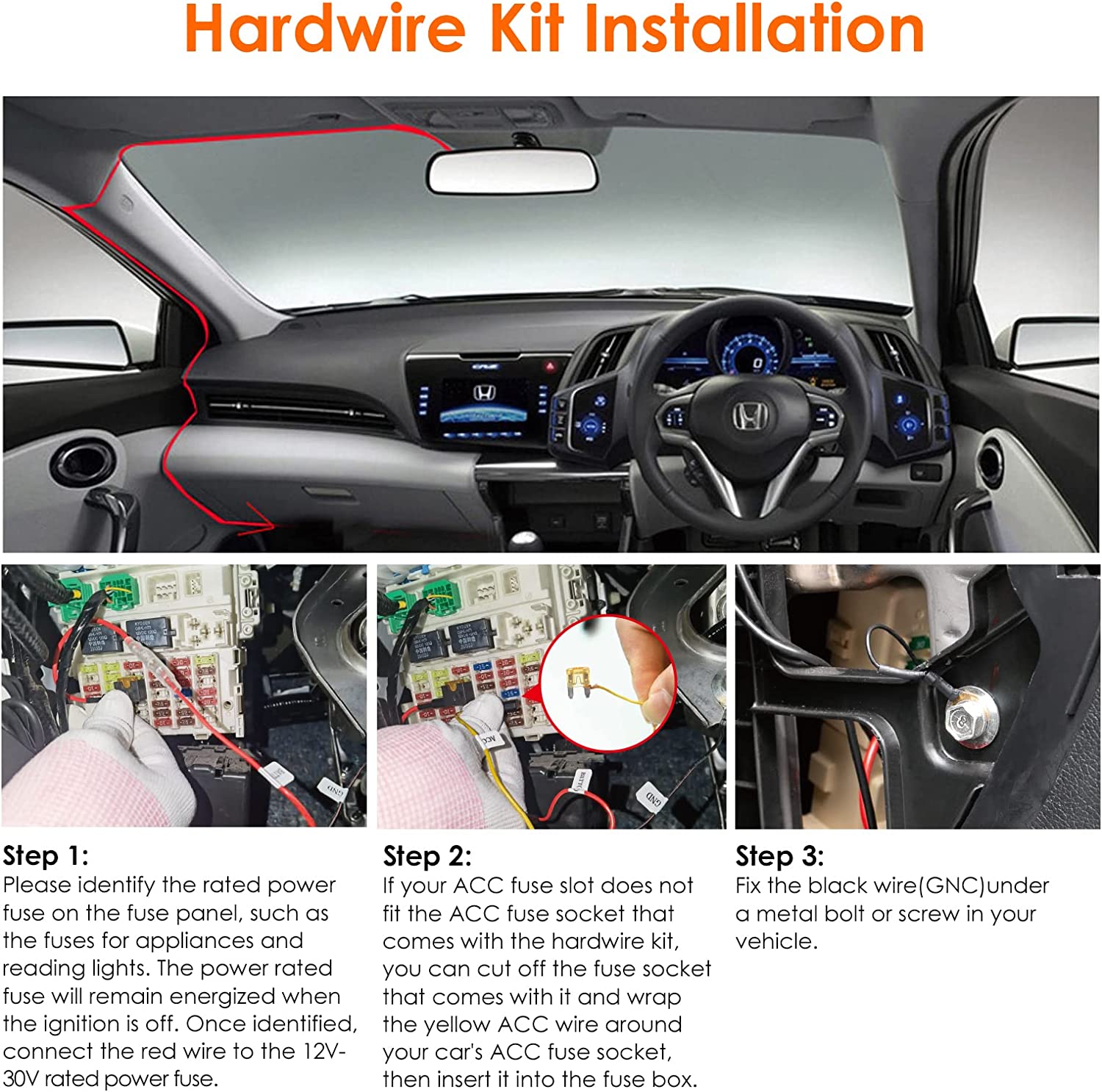 Vantrue USB C Dash Cam Hardwire Kit - 12V to 5V +Fuse Taps (N5,N4,N2 Pro (2023),E1,E2,E3,S2,N2S,X4S,N1 Pro (2023), T3).