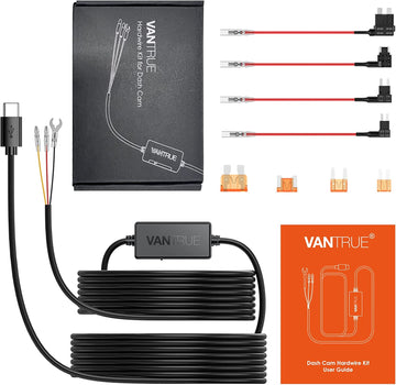 Vantrue USB C Dash Cam Hardwire Kit - 12V to 5V +Fuse Taps (N5,N4,N2 Pro (2023),E1,E2,E3,S2,N2S,X4S,N1 Pro (2023), T3).