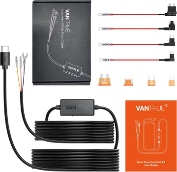 Vantrue USB C Dash Cam Hardwire Kit - 12V to 5V +Fuse Taps (N5,N4,N2 Pro (2023),E1,E2,E3,S2,N2S,X4S,N1 Pro (2023), T3)
