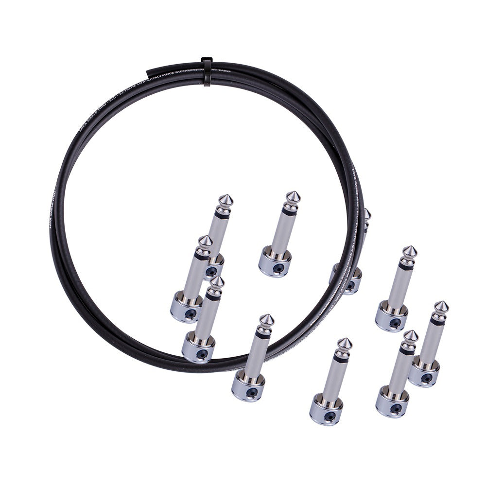 Lava Piston BLACK Solder-Free Pedal Board Cable Kit -10 R/A Plugs + 10