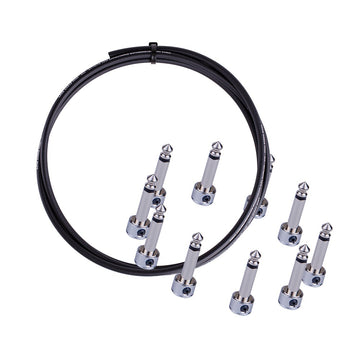 Lava Piston BLACK Solder-Free Pedal Board Cable Kit -10 R/A Plugs + 10' Cable.