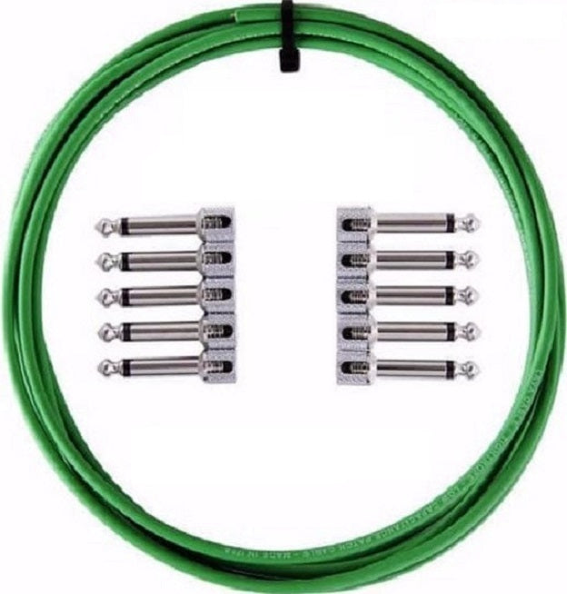 LAVA Cable GREEN Tightrope Solder-Free Pedal Board Kit (10 Right angle plugs and 10 ft of cable).