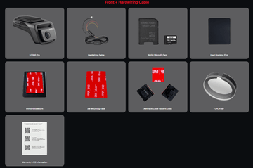 Thinkware U3000 Pro 1CH package contents
