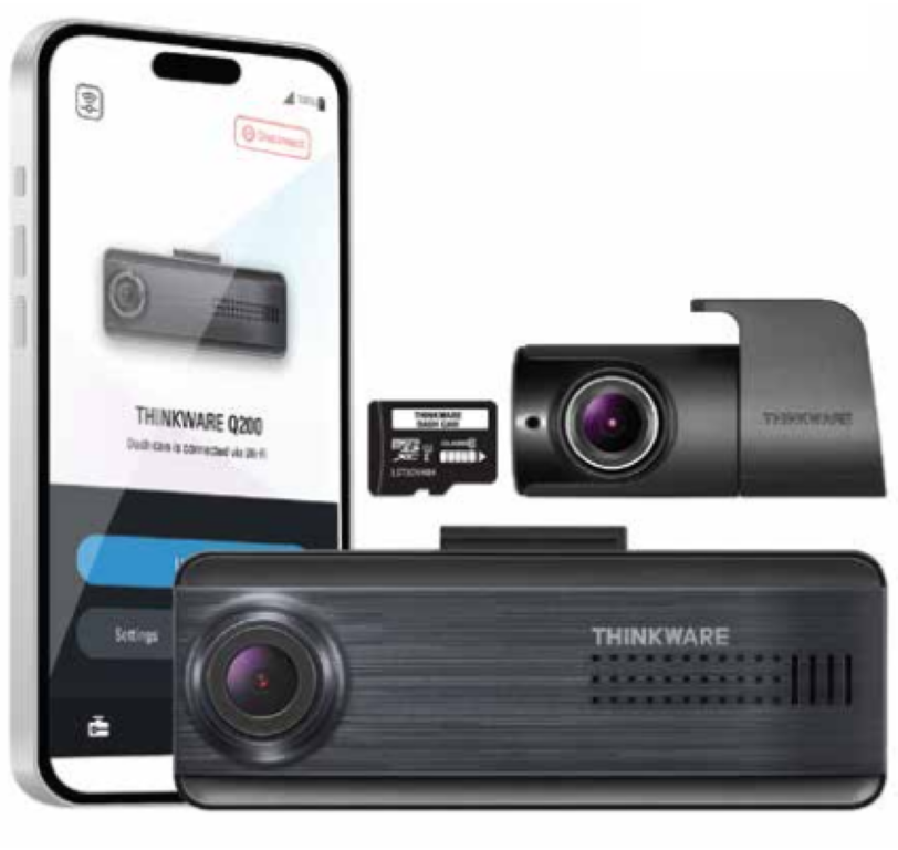 Thinkware Q200 Pro 2CH Dash Cam Front Rear 2K Car Dashboard Camera, WiFi, GPS, Night Vision (64GB).
