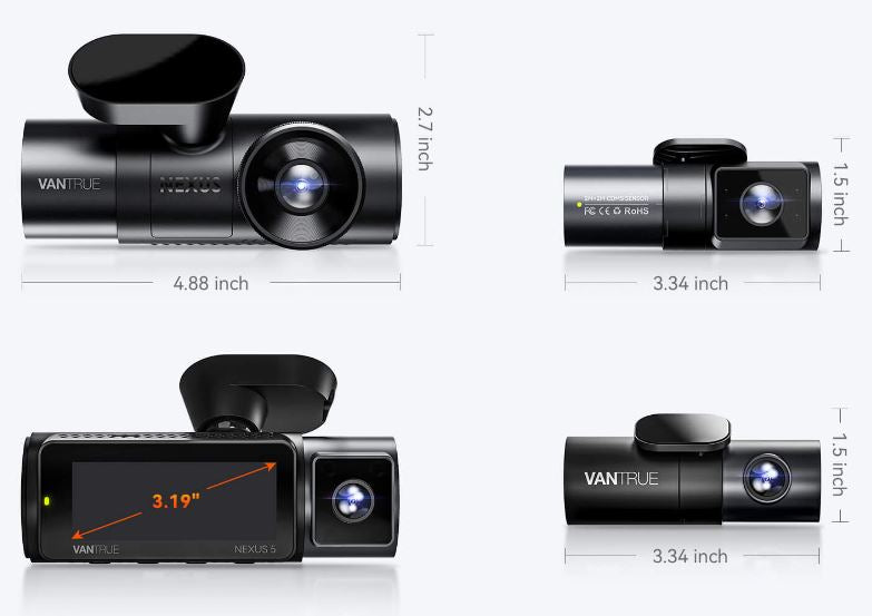 Vantrue N5 4 Channel Dashcam | GPS | WiFi | Voice Control | 1TB Support - Items