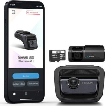 Thinkware U3000 Pro 4K Front & Rear Dashcam (Open Box) — OBD Cable
