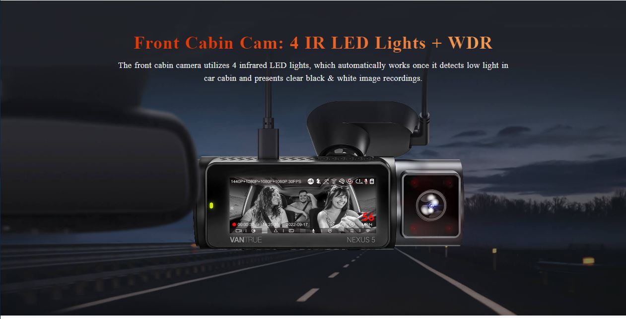 Vantrue N5 4 Channel Dashcam | GPS | WiFi | Voice Control | 1TB Support - Items
