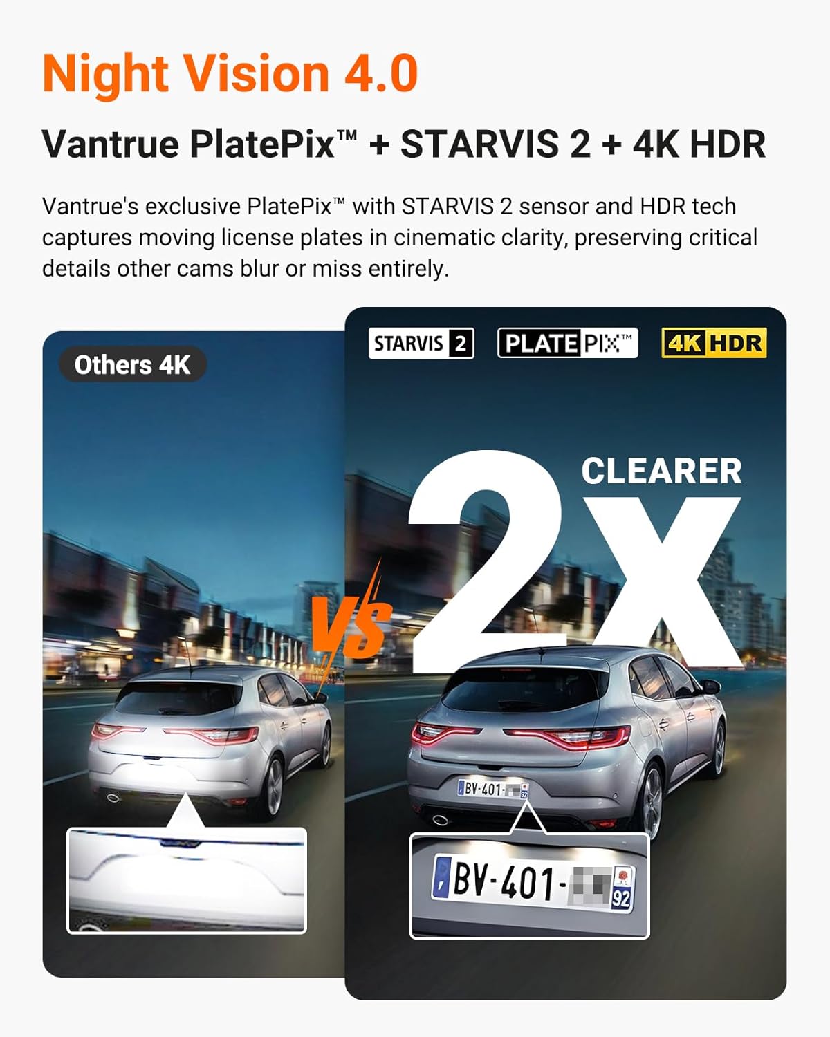 Vantrue N4 Pro S (N4 Pro S) 3 Channel Dashcam 4K + 1080P + 2.5K Optional LTE - Items