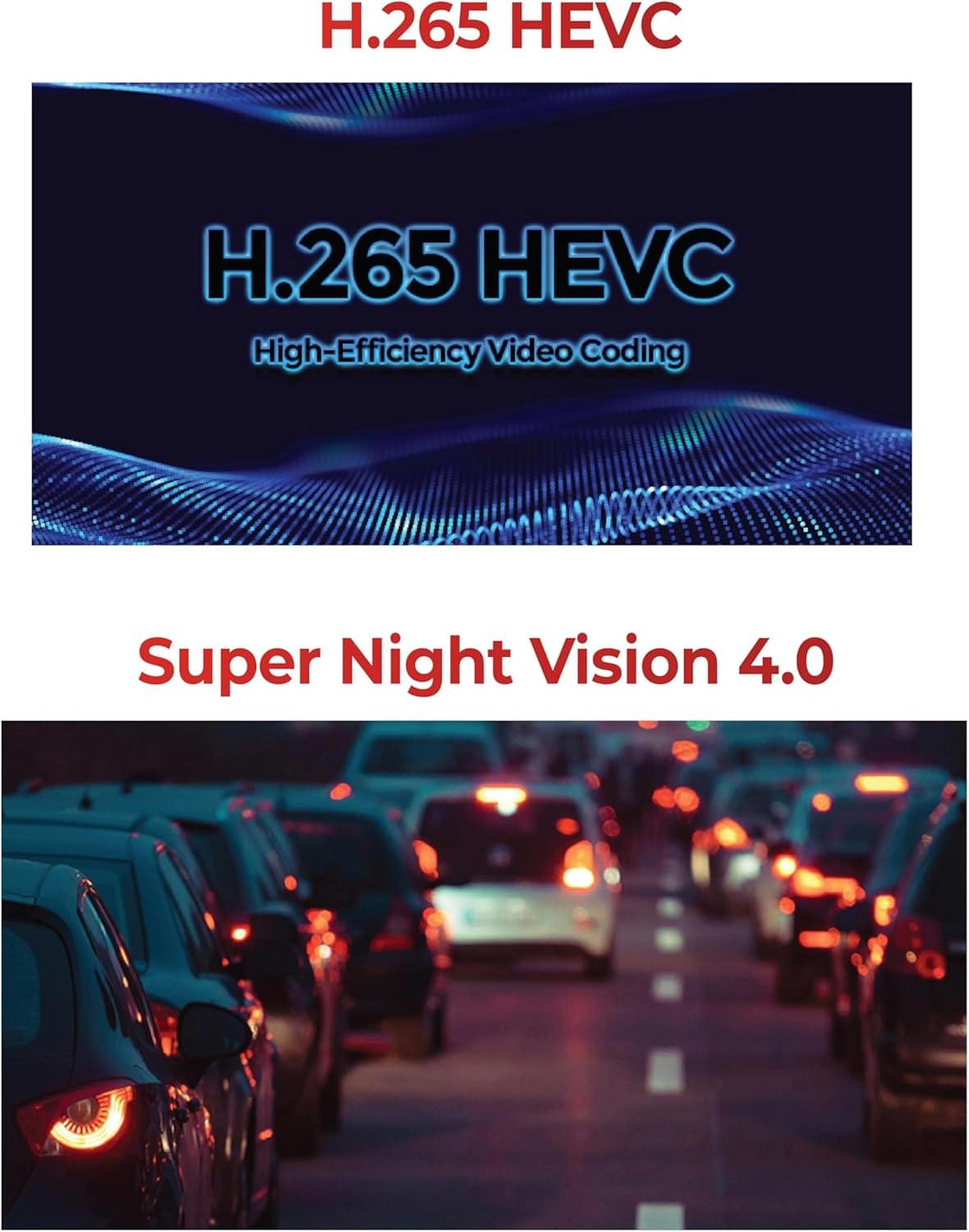 Thinkware U3000 Pro night vision performance with H.265 HEVC video compression