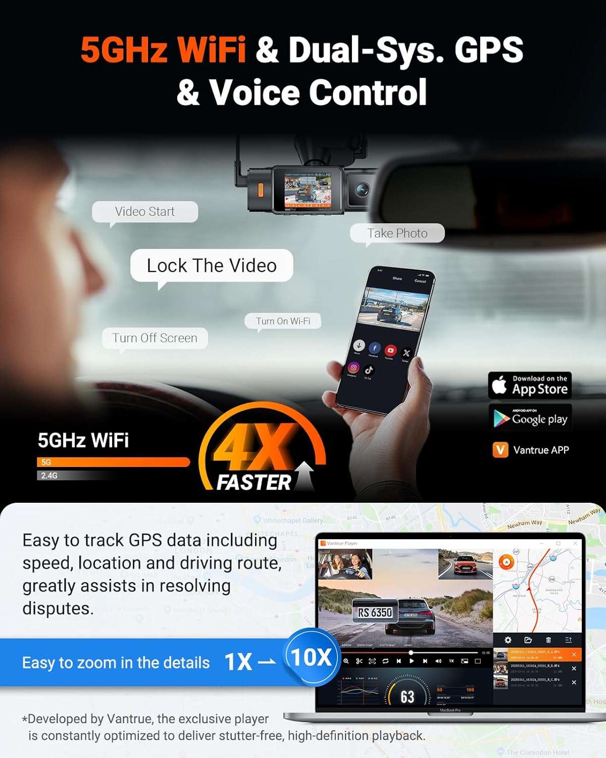 Vantrue Dash Cam providing high-quality footage for vehicle security and safety monitoring