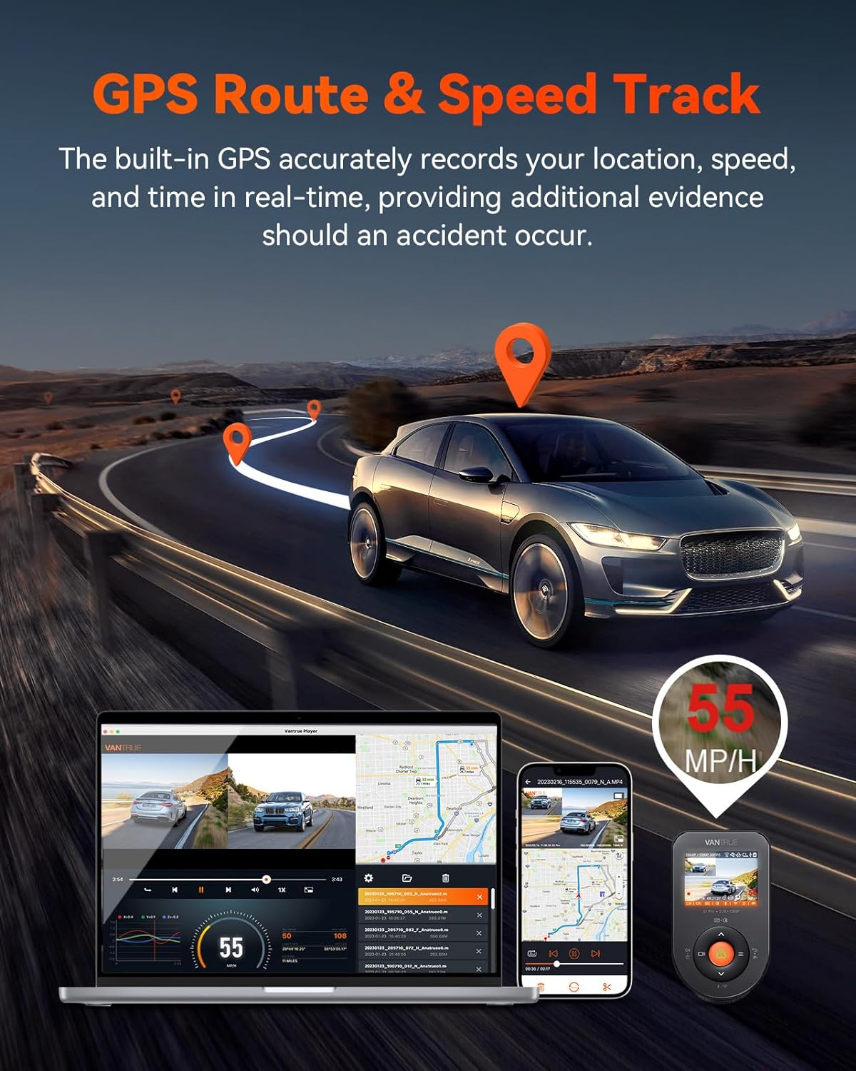 Vantrue S1 Pro 2.7K Front and Rear 5G WiFi Dual Dash Cam - Items