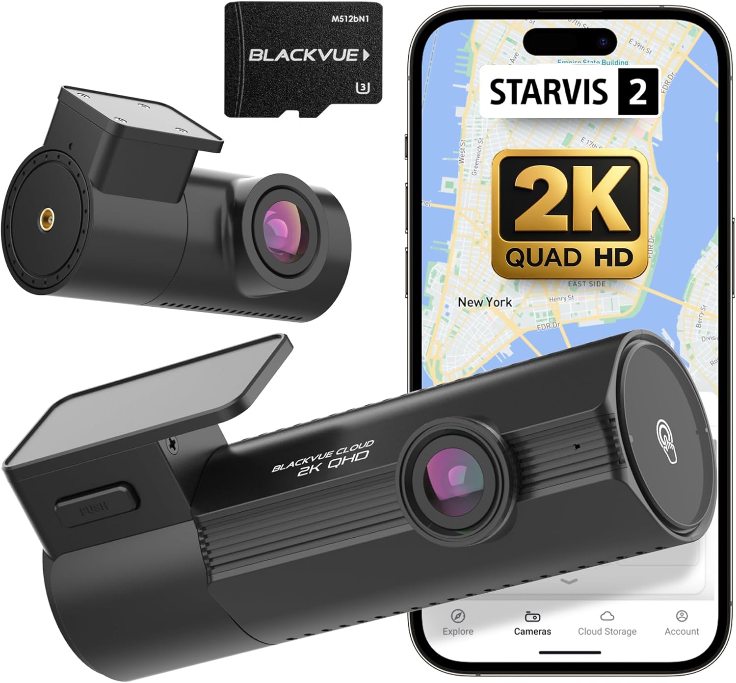 BlackVue Elite 8-2CH Dash Cam – Dual 2K QHD Front & Rear with STARVIS 2, Dual HDR - Items