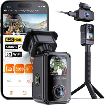 Vantrue E360 ACE 5.2K 360° Panoramic WiFi Dash Cam, Handheld Action Camera - Items