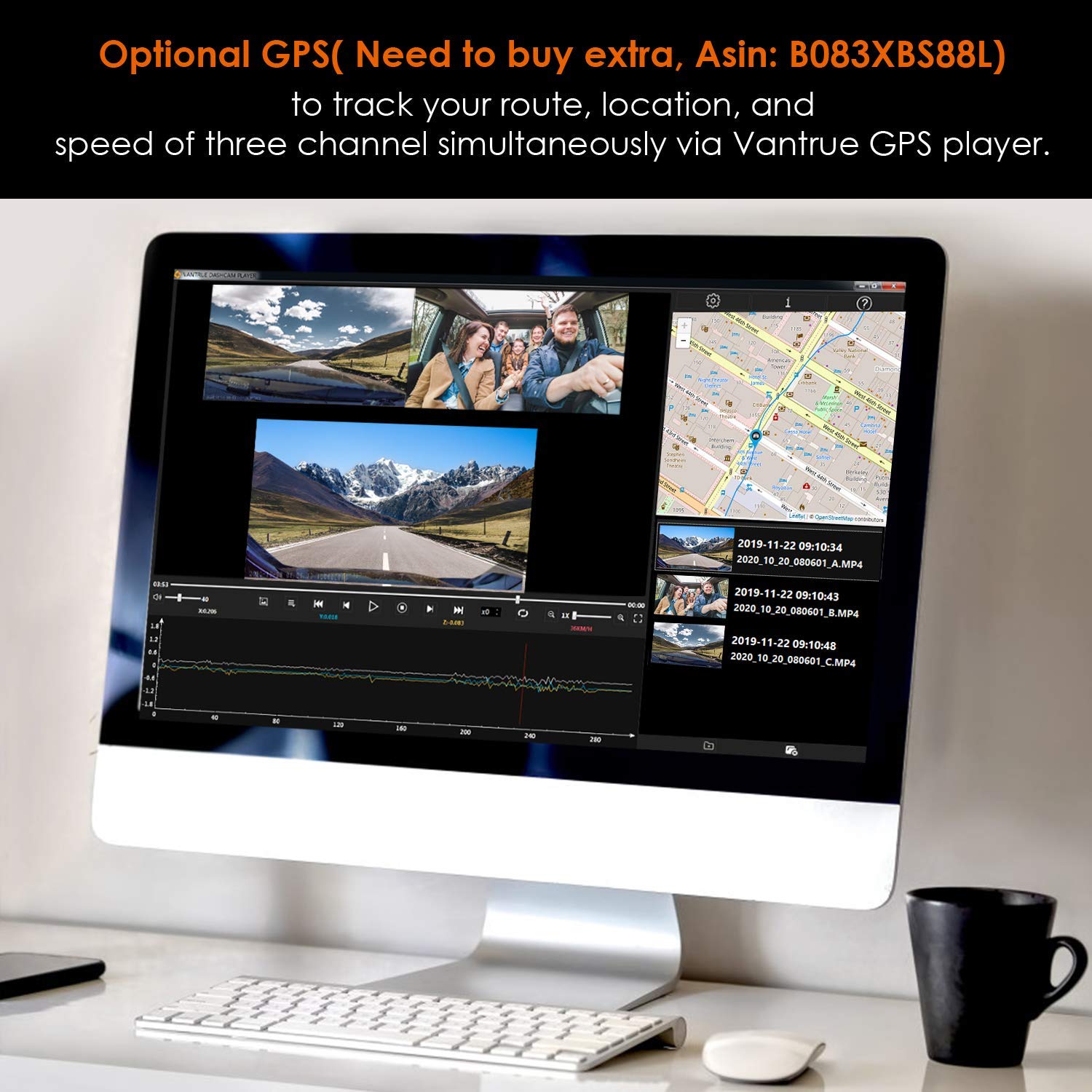 Vantrue N4 Dash Cam 3 Channel 1440P Front & 1080P Inside & 1080P Rear Dash Cam - Items