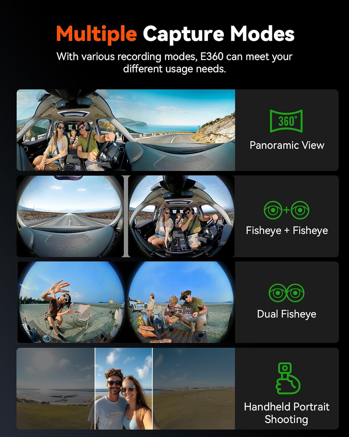 Vantrue E360 ACE 5.2K 360° Panoramic WiFi Dash Cam, Handheld Action Camera - Items