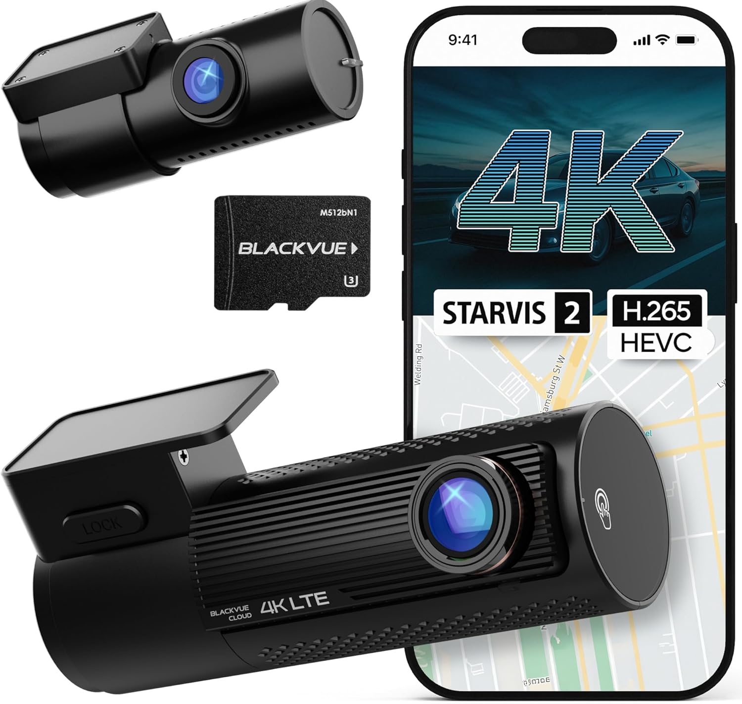 BlackVue DR970X-2CH LTE Plus II Dash Cam – 4K UHD Front + Full HD Rear, Built-in LTE