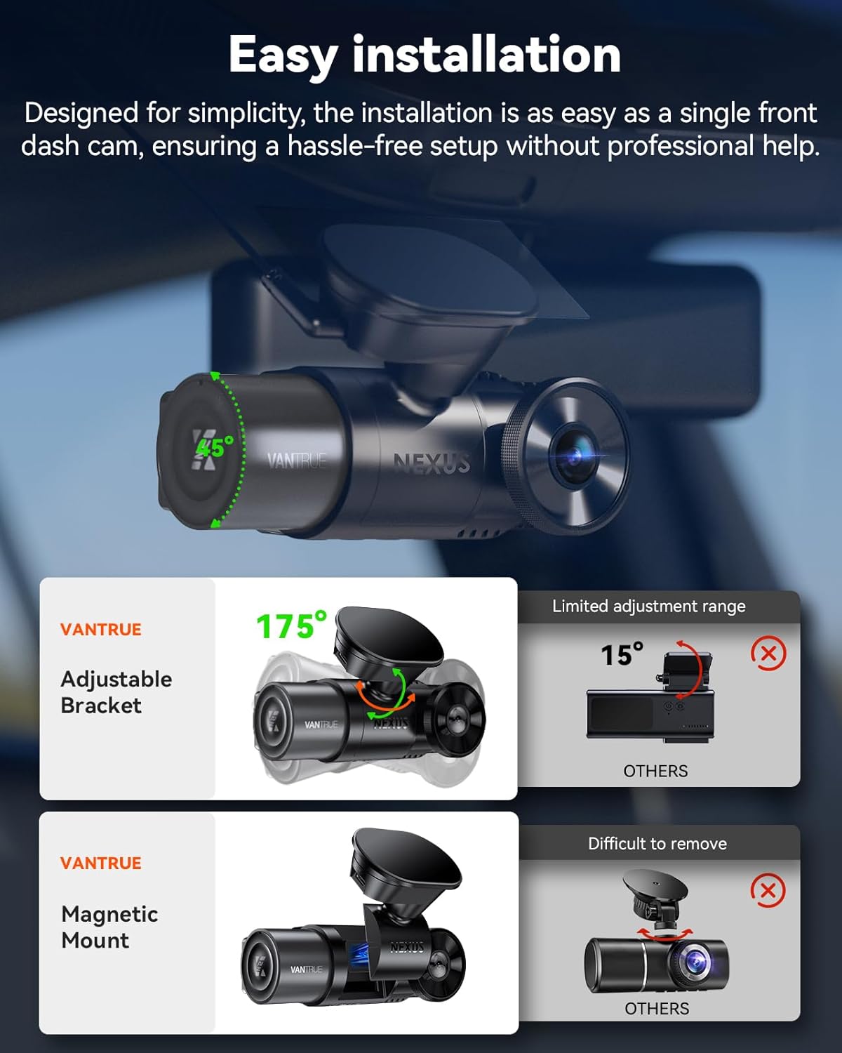Vantrue N2X 2.7K Front & Interior Dash Cam | WiFi | IR Night Vision | LTE Option - Items