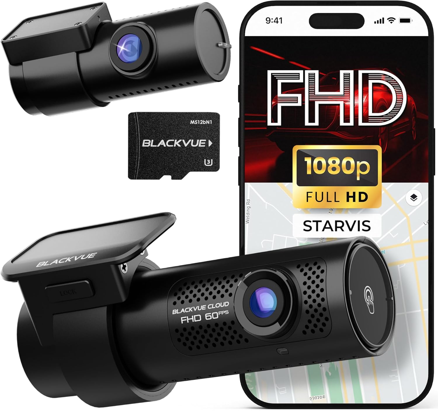 BlackVue dash cam with WiFi connectivity for seamless video streaming and reliable vehicle surveillance