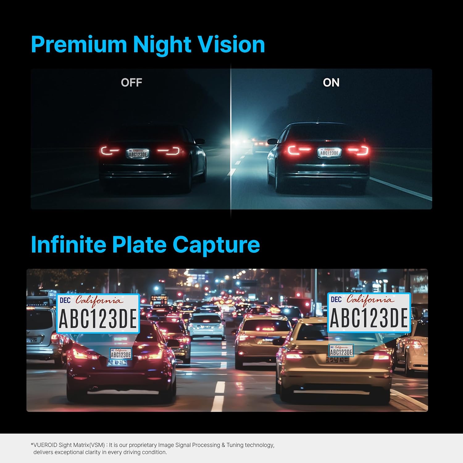 Vueroid S1 Infinite 4K + 2.5K + 2.5K Dashcam Front, Inside, and Rear (3CH) - Items