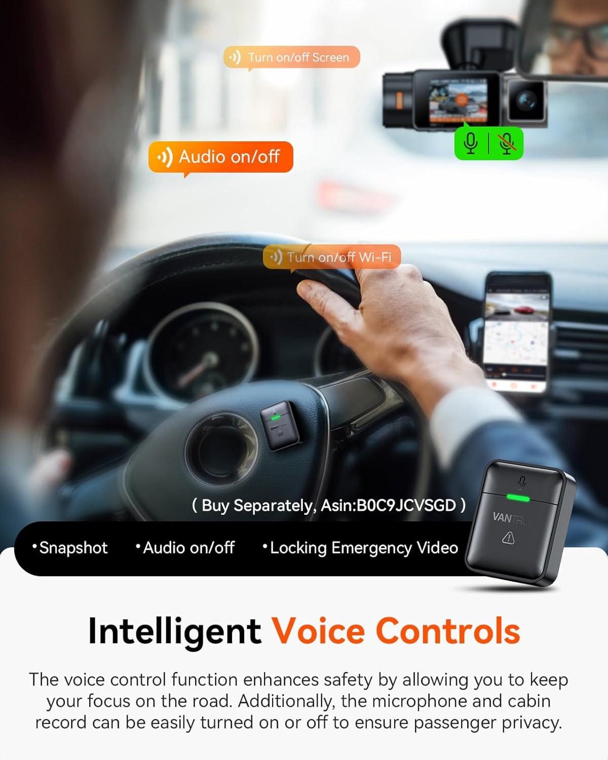 Vantrue N2X 2.7K Front & Interior Dash Cam | WiFi | IR Night Vision |