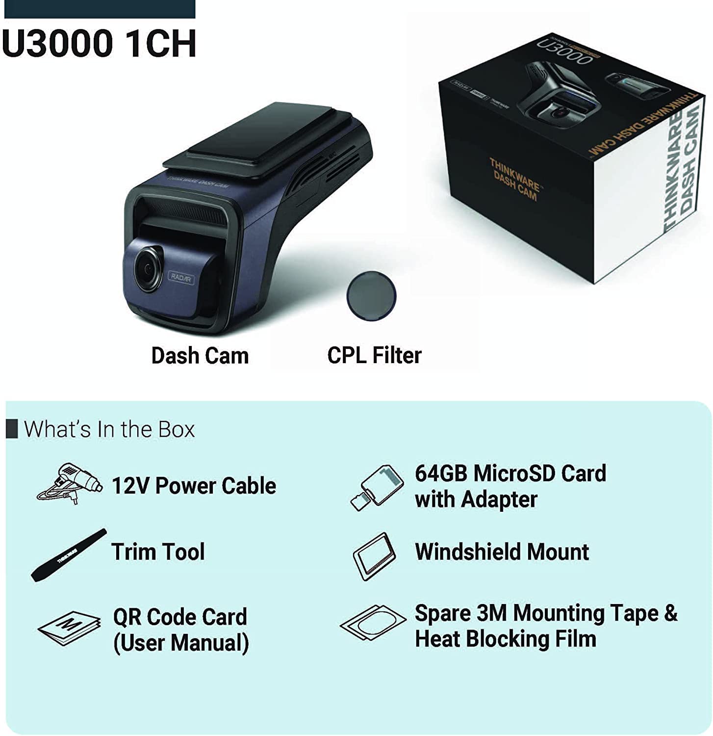 Thinkware U3000 Dual Dash Cam IVolt Xtra External Battery Pack