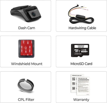 Thinkware U3000 PRO Dash Cam package contents and included accessories