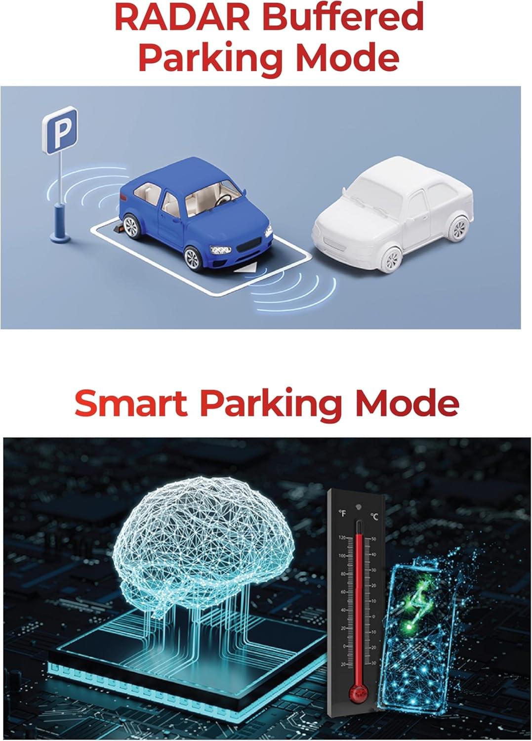 Thinkware U3000 Pro dual radar buffered parking mode and smart parking mode