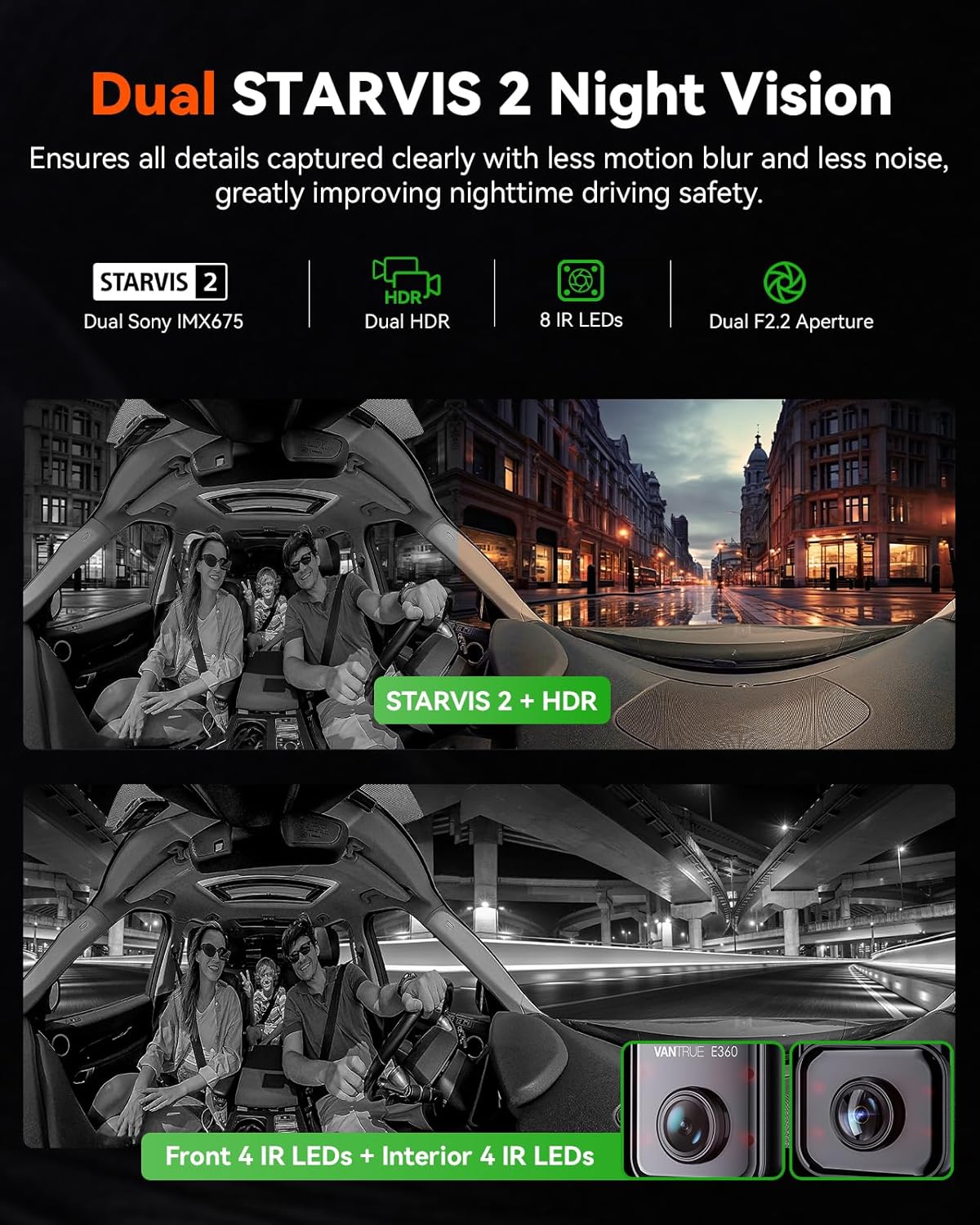 Vantrue E360 ACE 5.2K 360° Panoramic WiFi Dash Cam, Handheld Action Camera - Items
