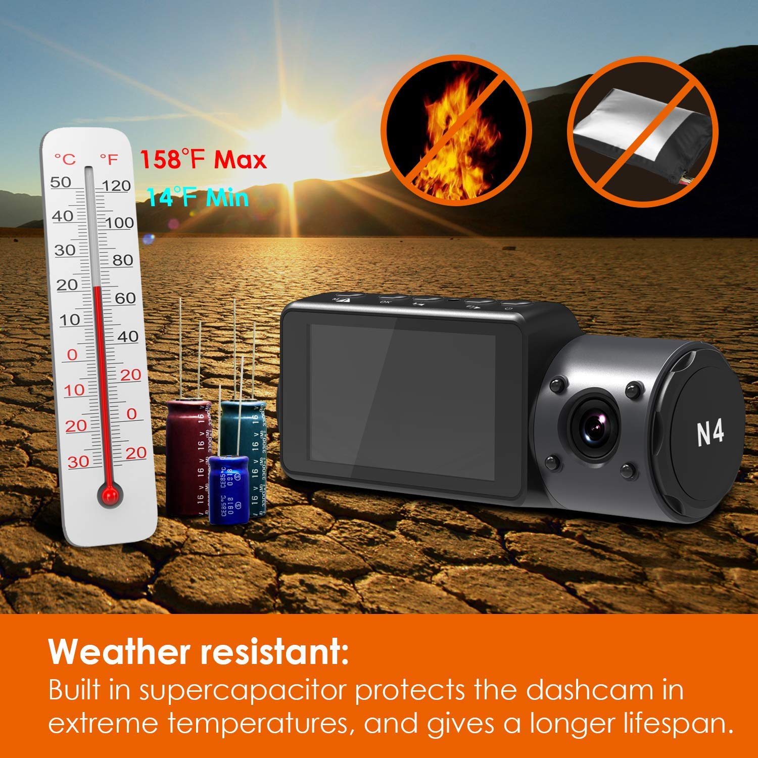 Vantrue N4 Dash Cam 3 Channel 1440P Front & 1080P Inside & 1080P Rear Dash Cam - Items